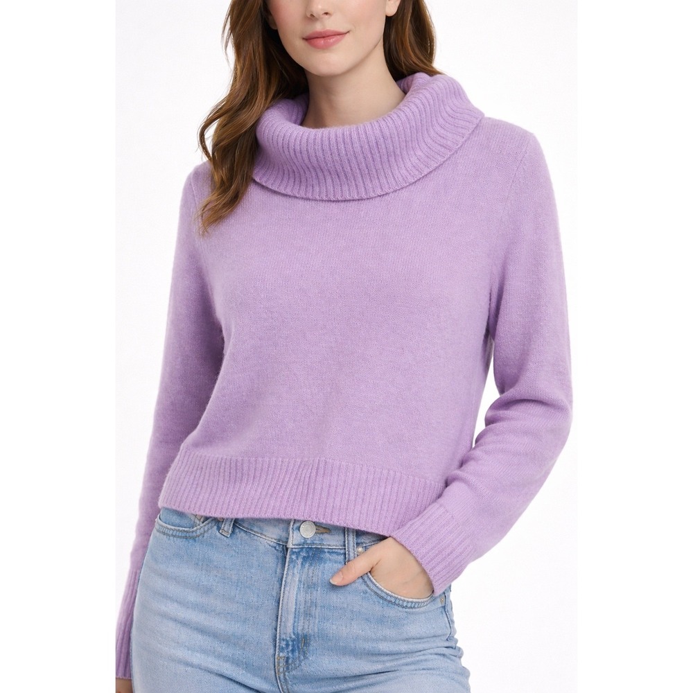 SUTTON STUDIO 100 Cashmere Cowl Neck Sweater Lilac Purple Size L fits like S